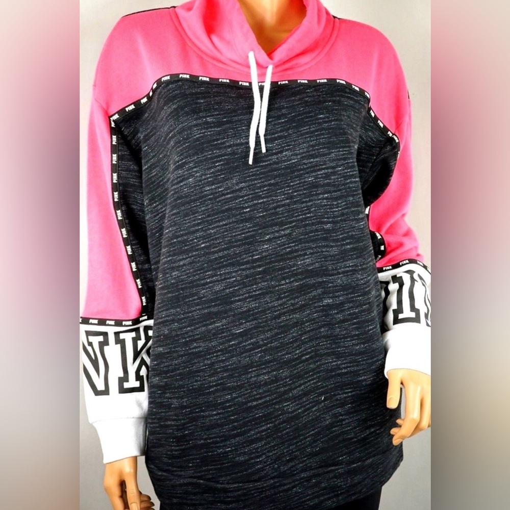 VS PINK 🩷LIMITED EDITION - COLOR BLOCK HIGH COWL NECK PULLOVER SWEATSHIRT